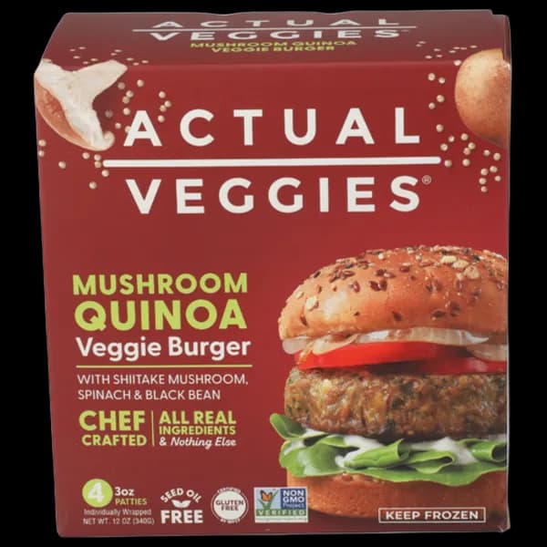 Actual Veggies Mushroom Quinoa Veggie Burgers