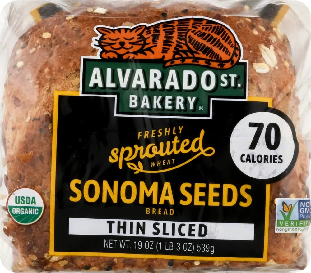 Alvarado St. Bakery Bread, Sonoma Seeds, Thin Sliced, Freshly Sprouted Wheat