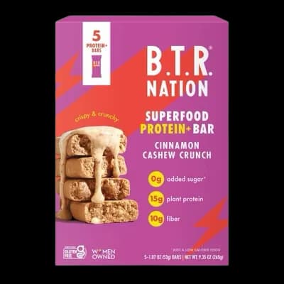 B.T.R. Nation Cinnamon Cashew Crunch Superfood Protein Bar