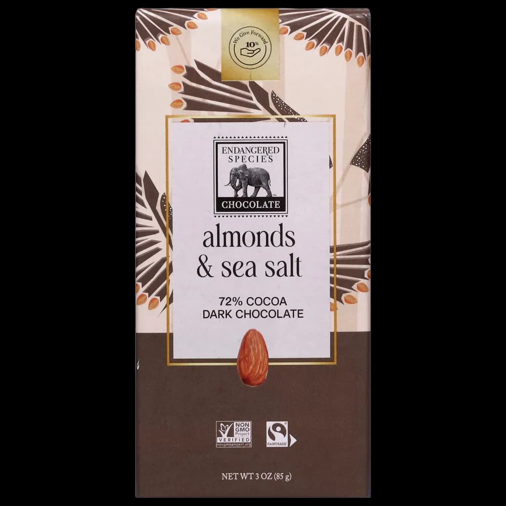 Endangered Species 72% Cocoa Almonds & Sea Salt Dark Chocolate