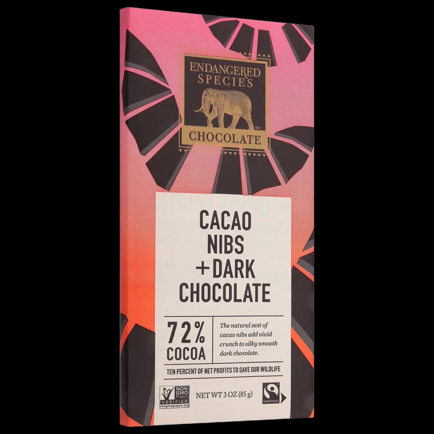 Endangered Species Dark Chocolate, Cacao Nibs, 72% Cocoa