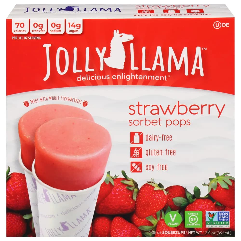 Jolly Llama Strawberry Sorbet Pops