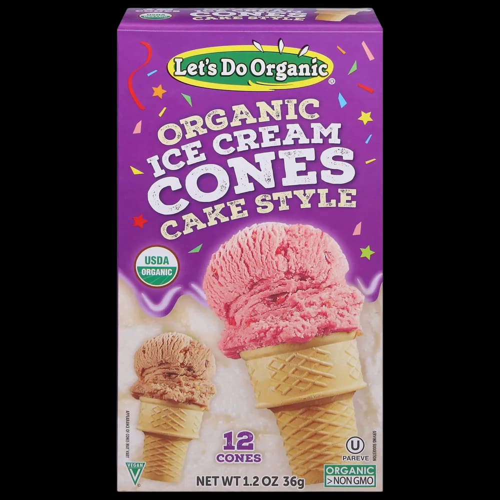 Let's Do Organic Ice Cream Cones, Organic, Cake Style
