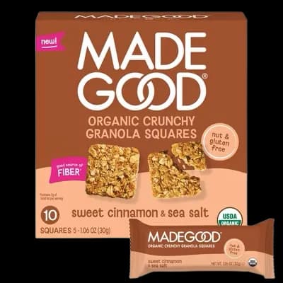 MadeGood Organic Crunchy Granola Squares Sweet Cinnamon & Sea Salt