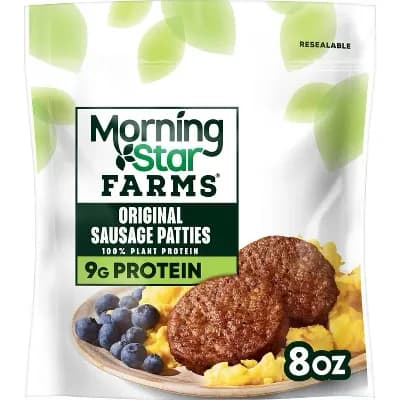 MorningStar Farms Veggie Frozen Breakfast Plant Based Sausage Patties Original