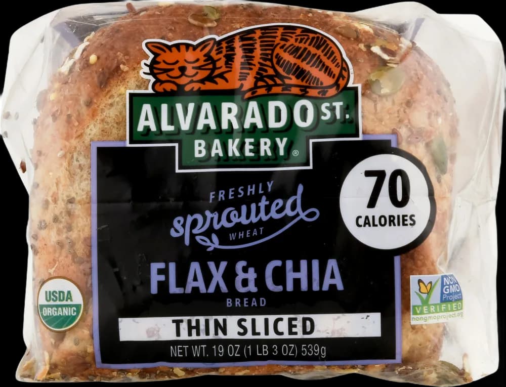 Alvarado St. Bakery Bread, Flax & Chia, Sprouted Wheat, Thin Sliced