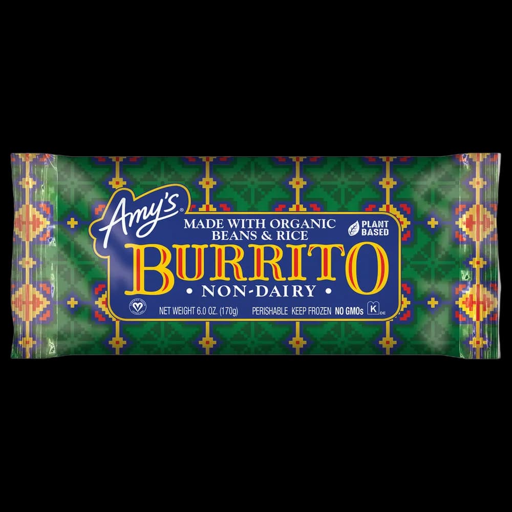 Amy's Amy's Frozen Bean & Rice Burrito, Vegan, Non-Dairy, 6 oz.