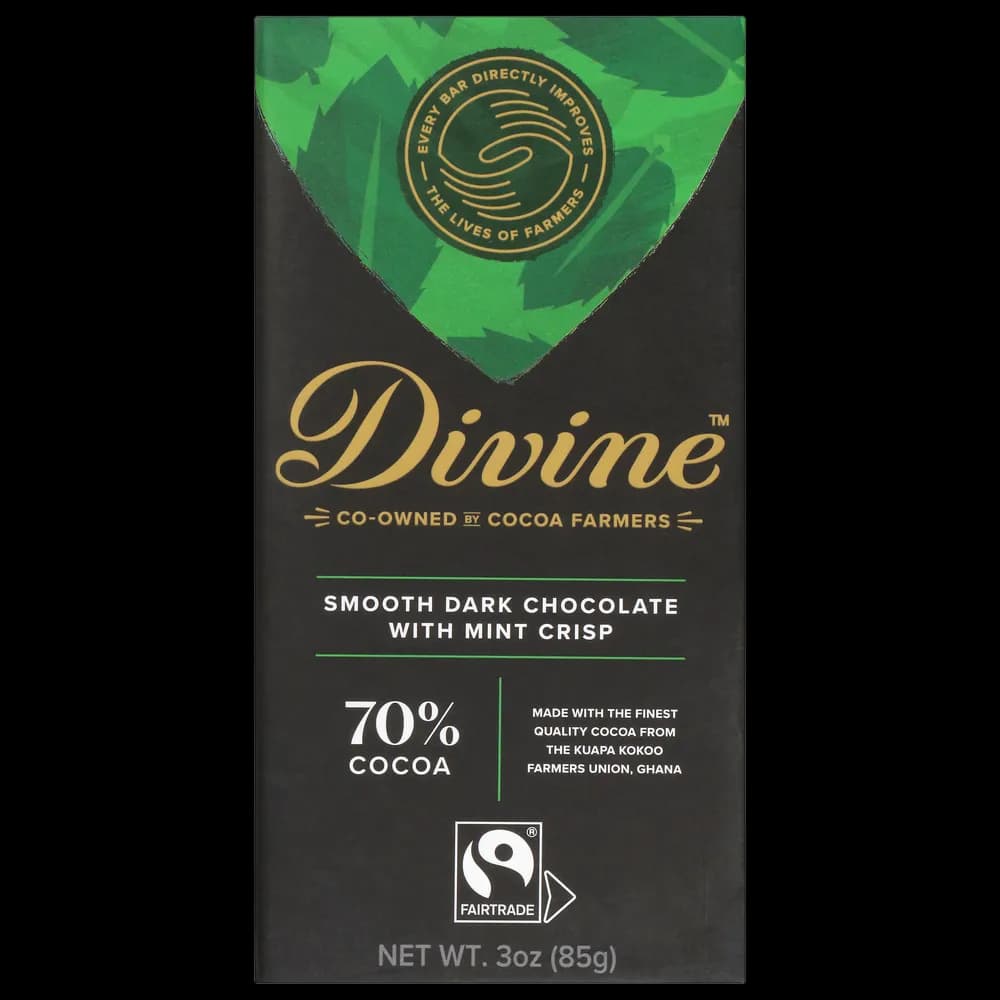 Divine 70% Cocoa Dark Chocolate with Mint Crisp