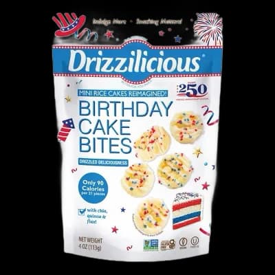 Drizzilicious America's 250 Anniversary Edition Birthday Cake Drizzled Mini Rice Cakes