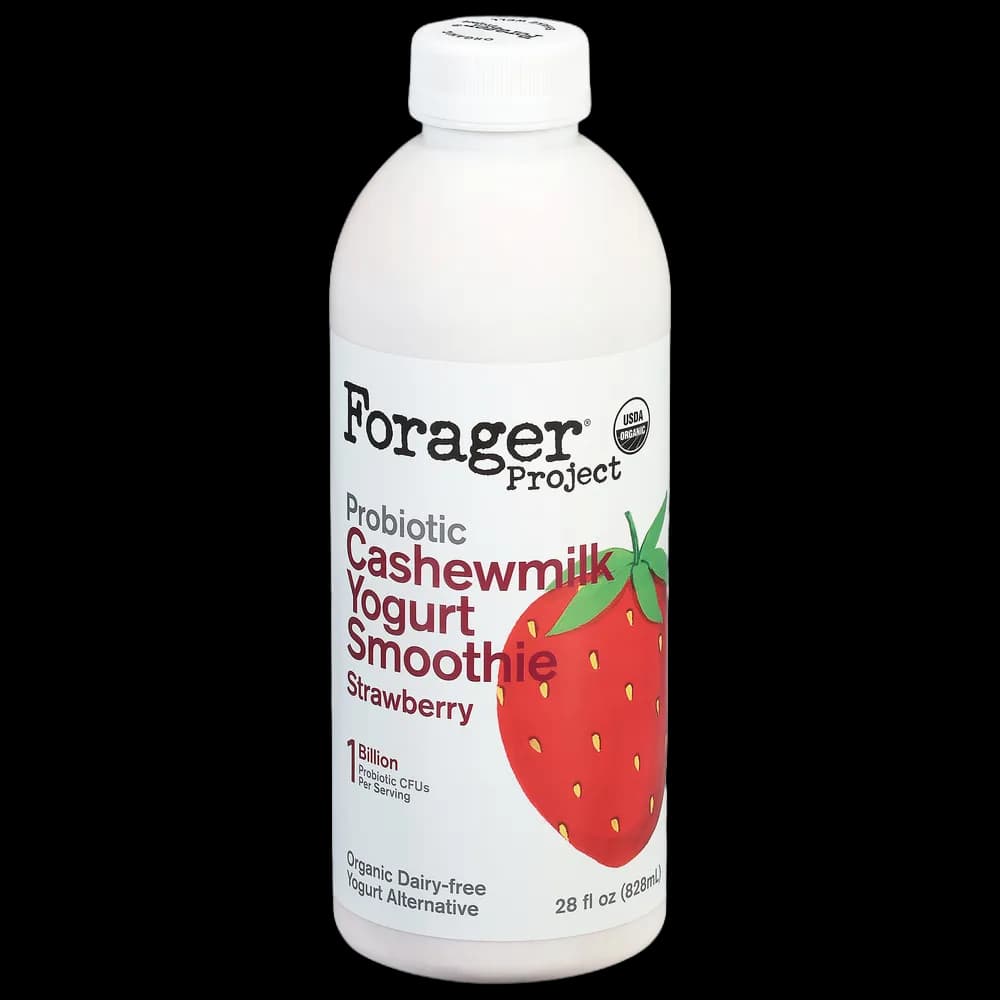 Forager Project Cashewmilk Yogurt Smoothie, Dairy-Free, Organic, Strawberry, Probiotic
