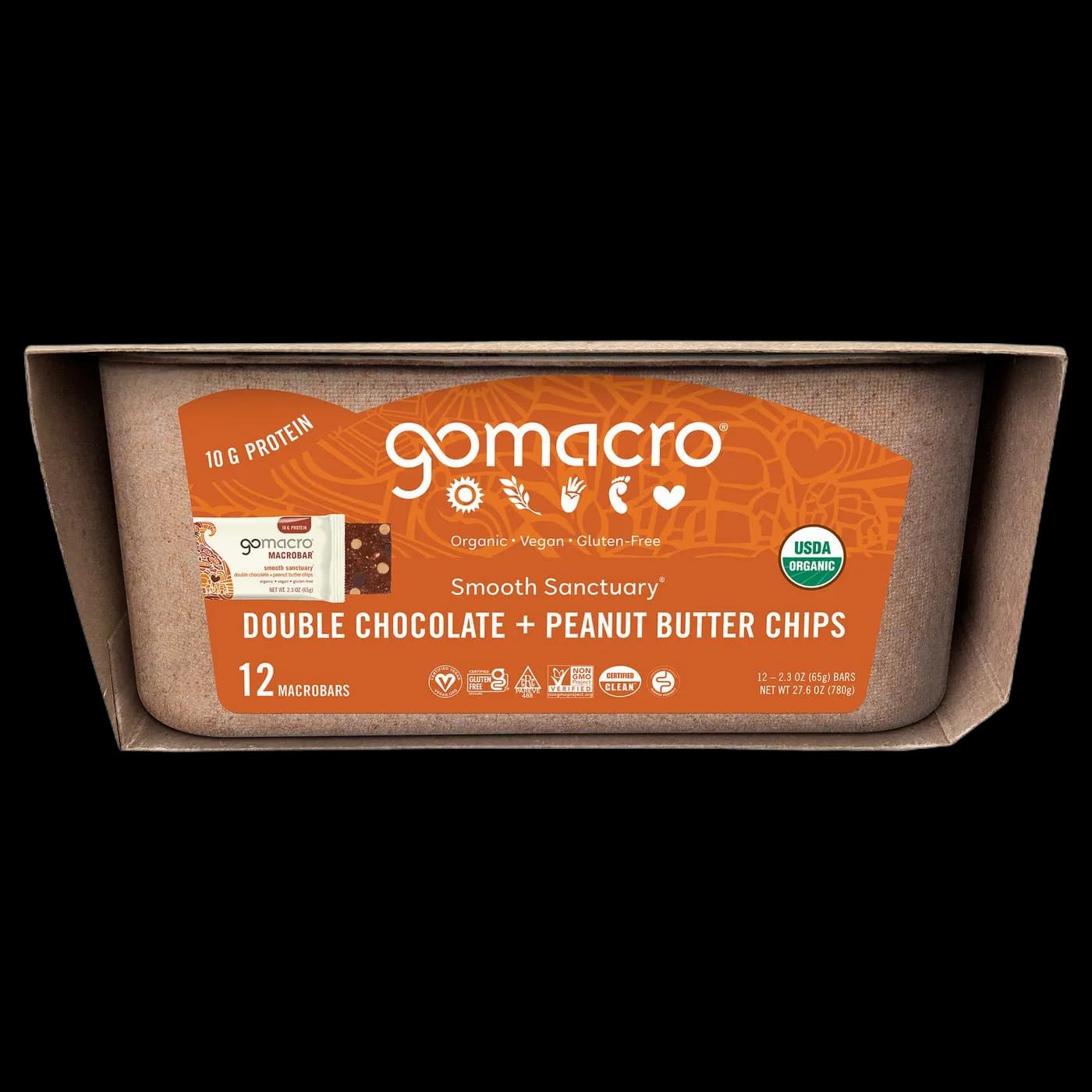 GoMacro Smooth Sanctuary MacroBar, Double Chocolate + Peanut Butter Chips