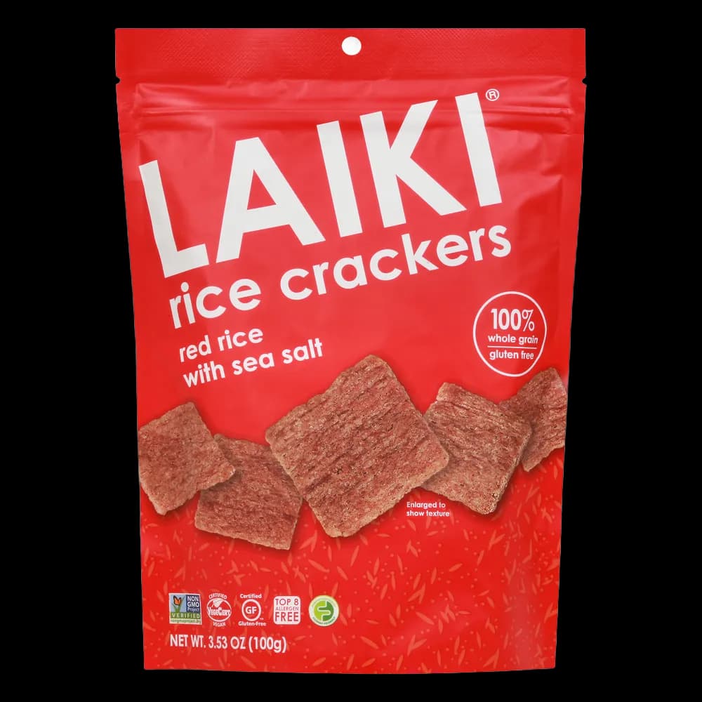 Laiki Rice Crackers, Red, Gluten Free, 100% Whole Grain, With Sea Salt