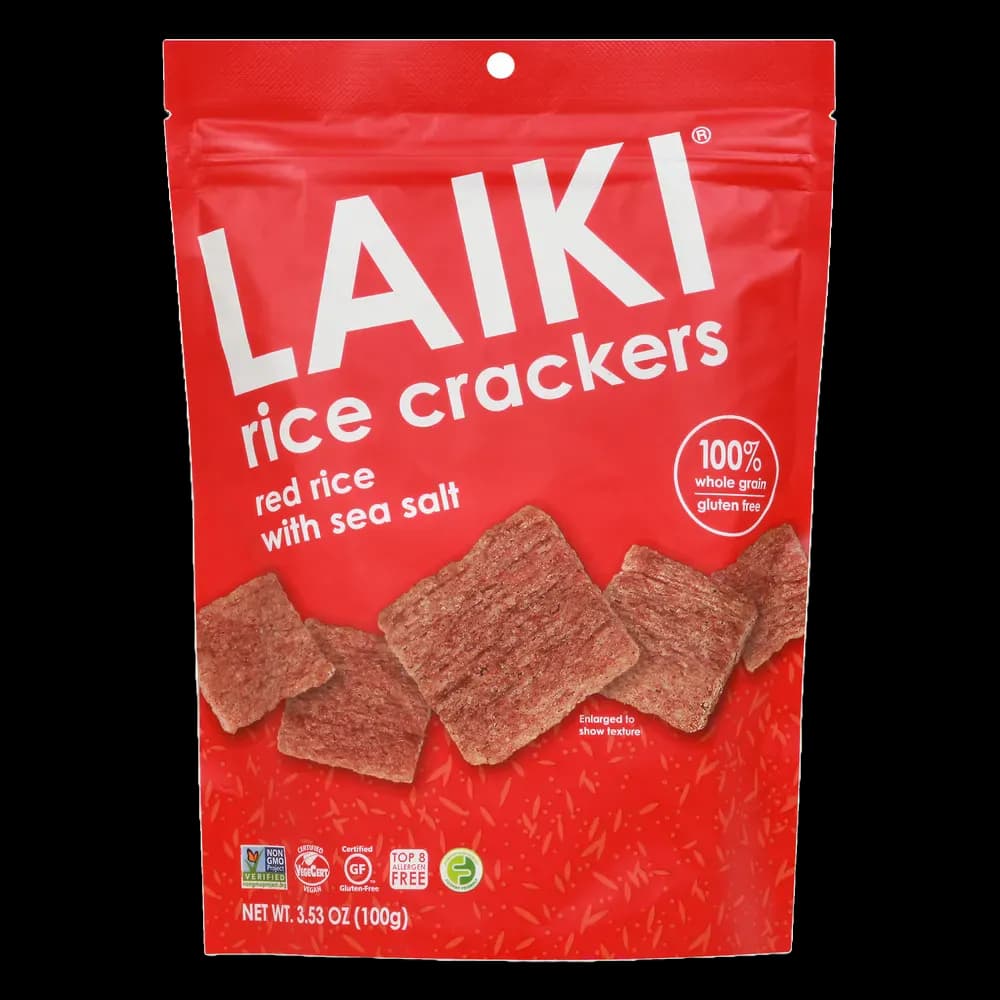 Laiki Rice Crackers, Red, Gluten Free, 100% Whole Grain, With Sea Salt