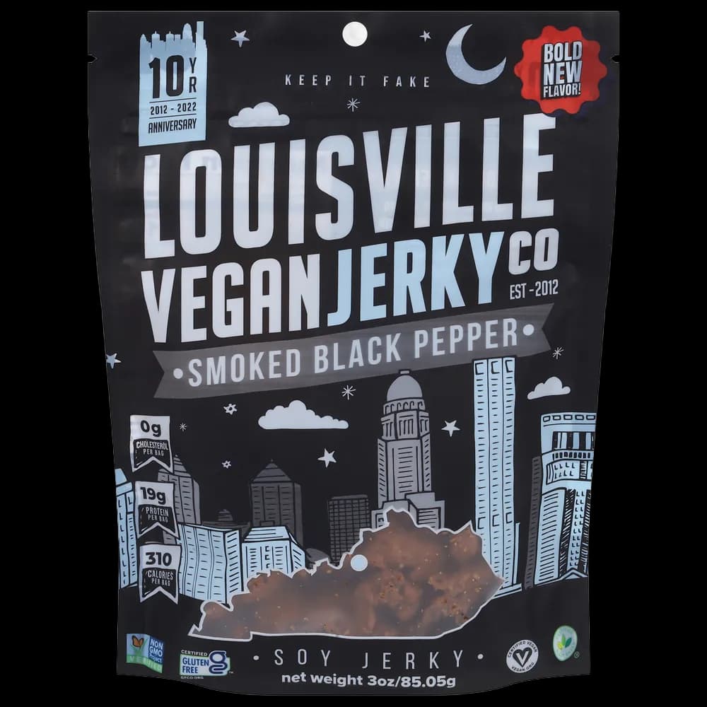 Louisville Vegan Jerky Co Soy Jerky, Smoked Black Pepper