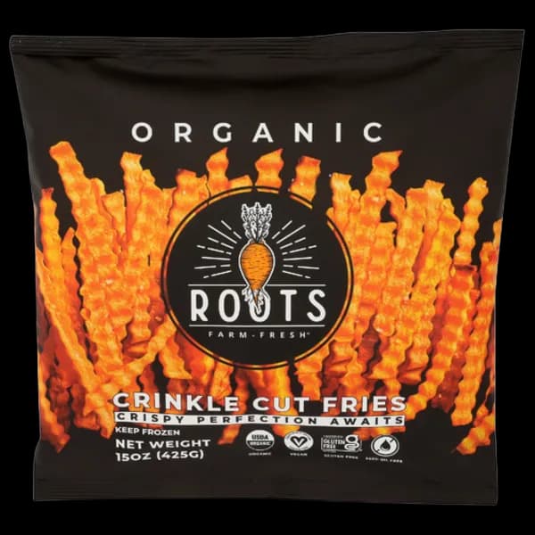 Roots Farm Fresh Organic Crinkle Cut Sweet Potato Fries Made With Avocado Oil