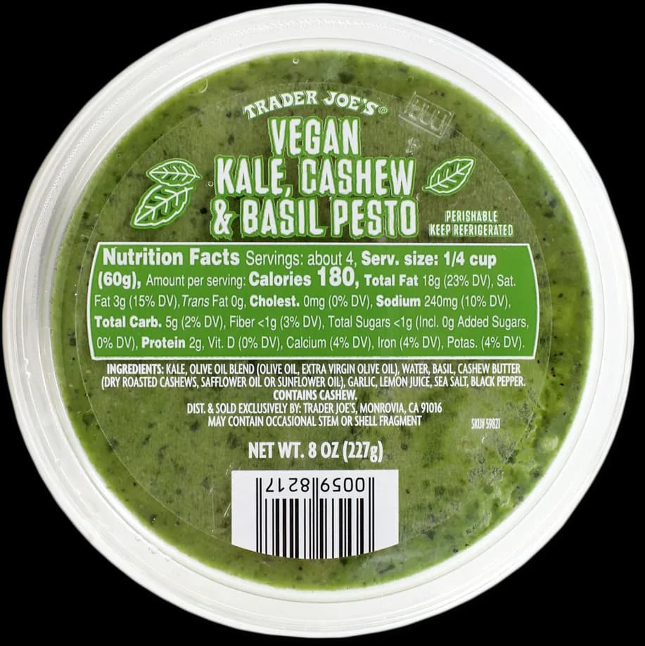 Trader Joe’s Vegan Kale, Cashew & Basil Pesto